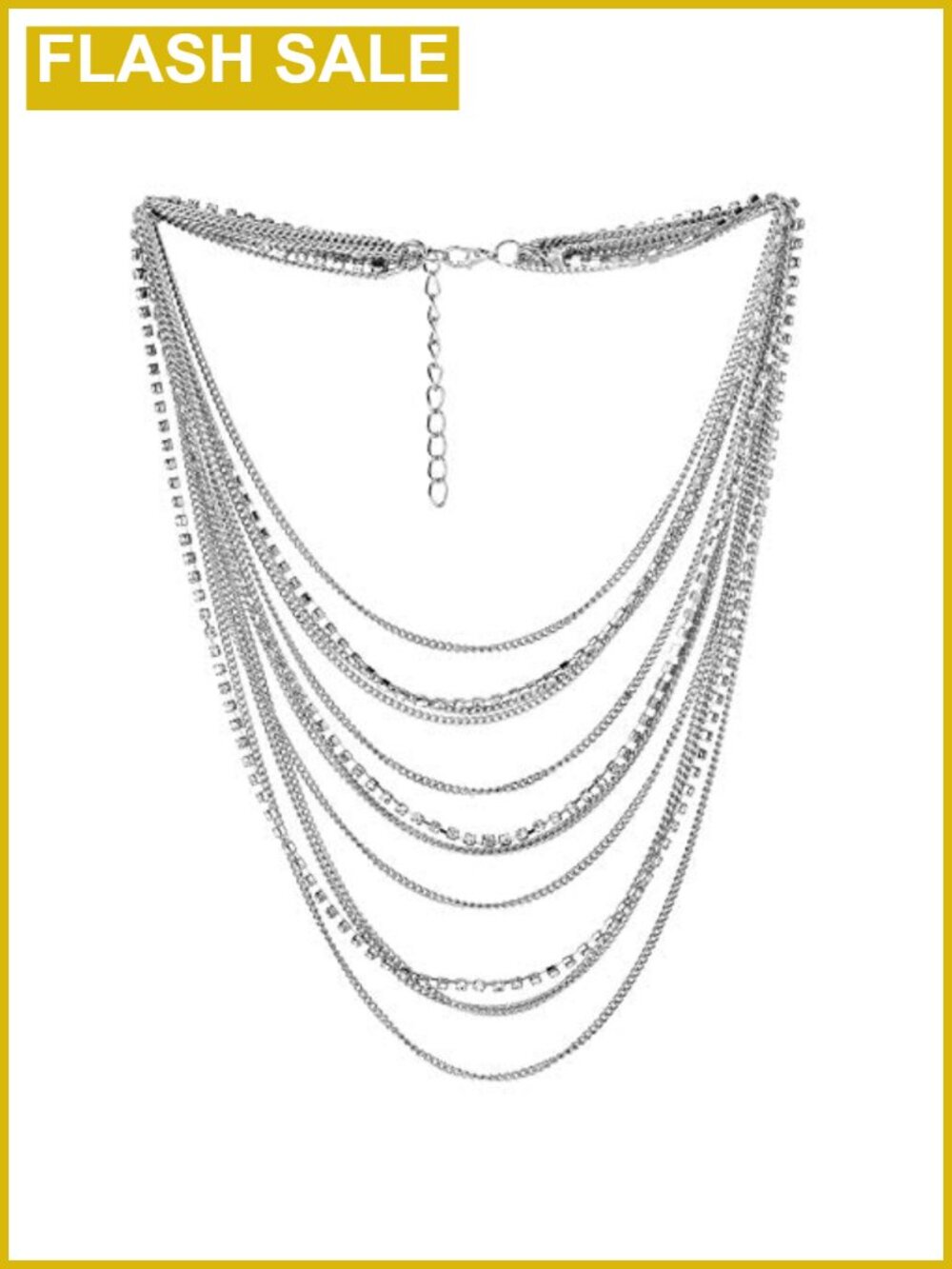 Waterfall Multi-Strand Statement Collar Necklace Rhinestone Chains Formal
